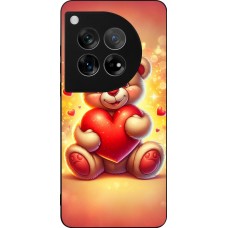 Coque OnePlus 12 - Silicone rigide noir Valentine 2024 Teddy love