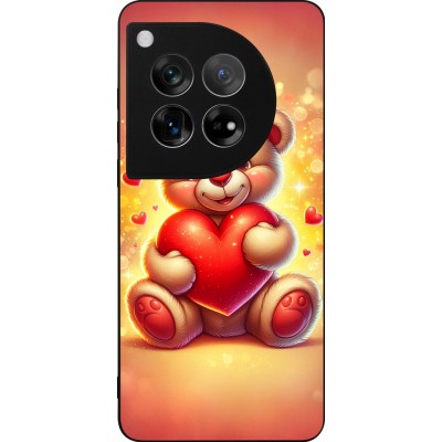 Coque OnePlus 12 - Silicone rigide noir Valentine 2024 Teddy love