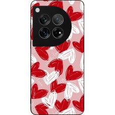 Coque OnePlus 12 - Silicone rigide noir Valentine 2024 with love heart