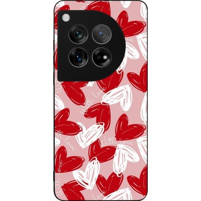 Coque OnePlus 12 - Silicone rigide noir Valentine 2024 with love heart