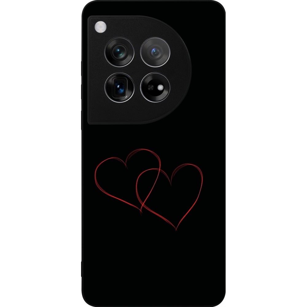 Coque OnePlus 12 - Silicone rigide noir Valentine 2023 attached heart