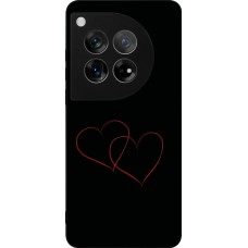 Coque OnePlus 12 - Silicone rigide noir Valentine 2023 attached heart