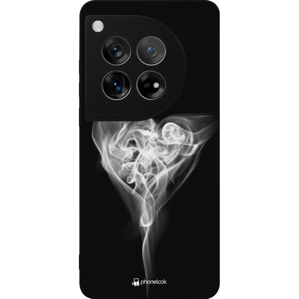 Coque OnePlus 12 - Silicone rigide noir Valentine 2022 Black Smoke