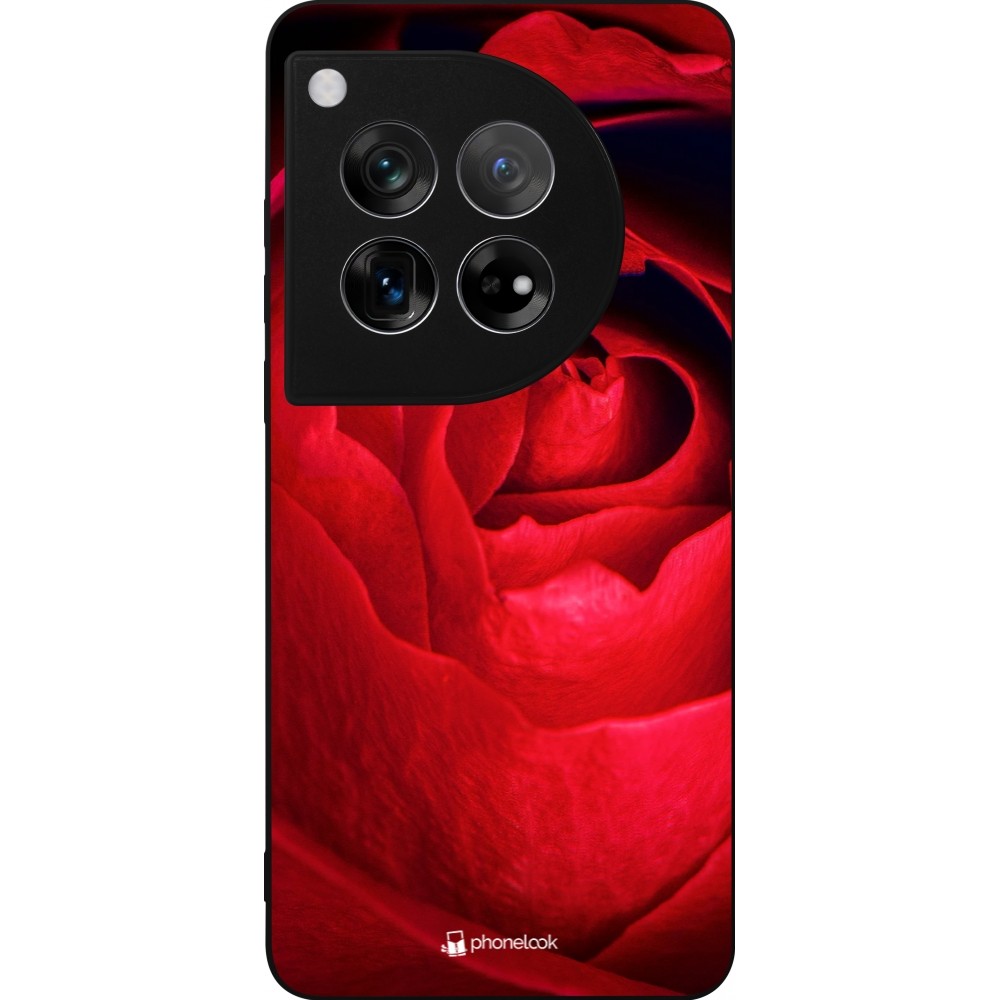 Coque OnePlus 12 - Silicone rigide noir Valentine 2022 Rose