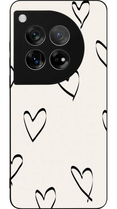 OnePlus 12 Case Hülle - Silikon schwarz Valentine 2023 minimalist hearts