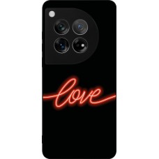 Coque OnePlus 12 - Silicone rigide noir Valentine 2023 neon love