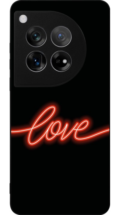 OnePlus 12 Case Hülle - Silikon schwarz Valentine 2023 neon love