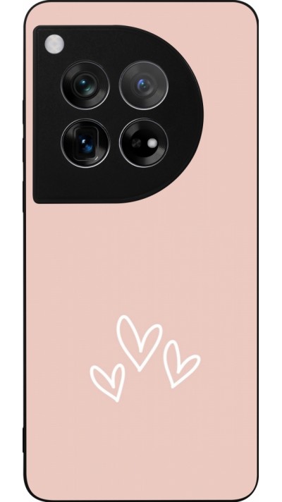 OnePlus 12 Case Hülle - Silikon schwarz Valentine 2023 three minimalist hearts