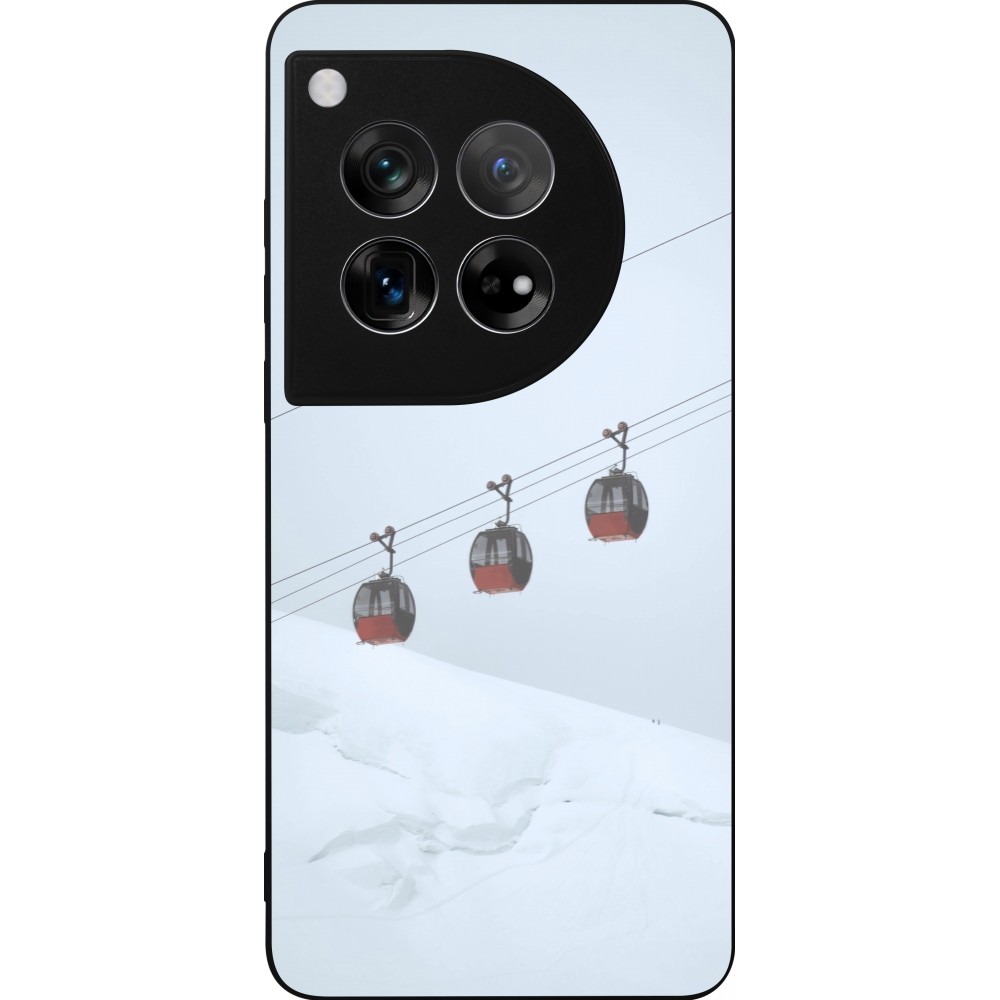 Coque OnePlus 12 - Silicone rigide noir Winter 22 ski lift