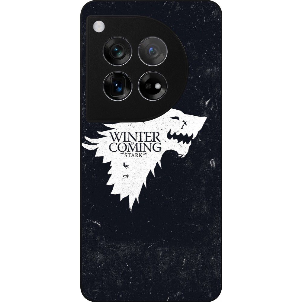 Coque OnePlus 12 - Silicone rigide noir Winter is coming Stark