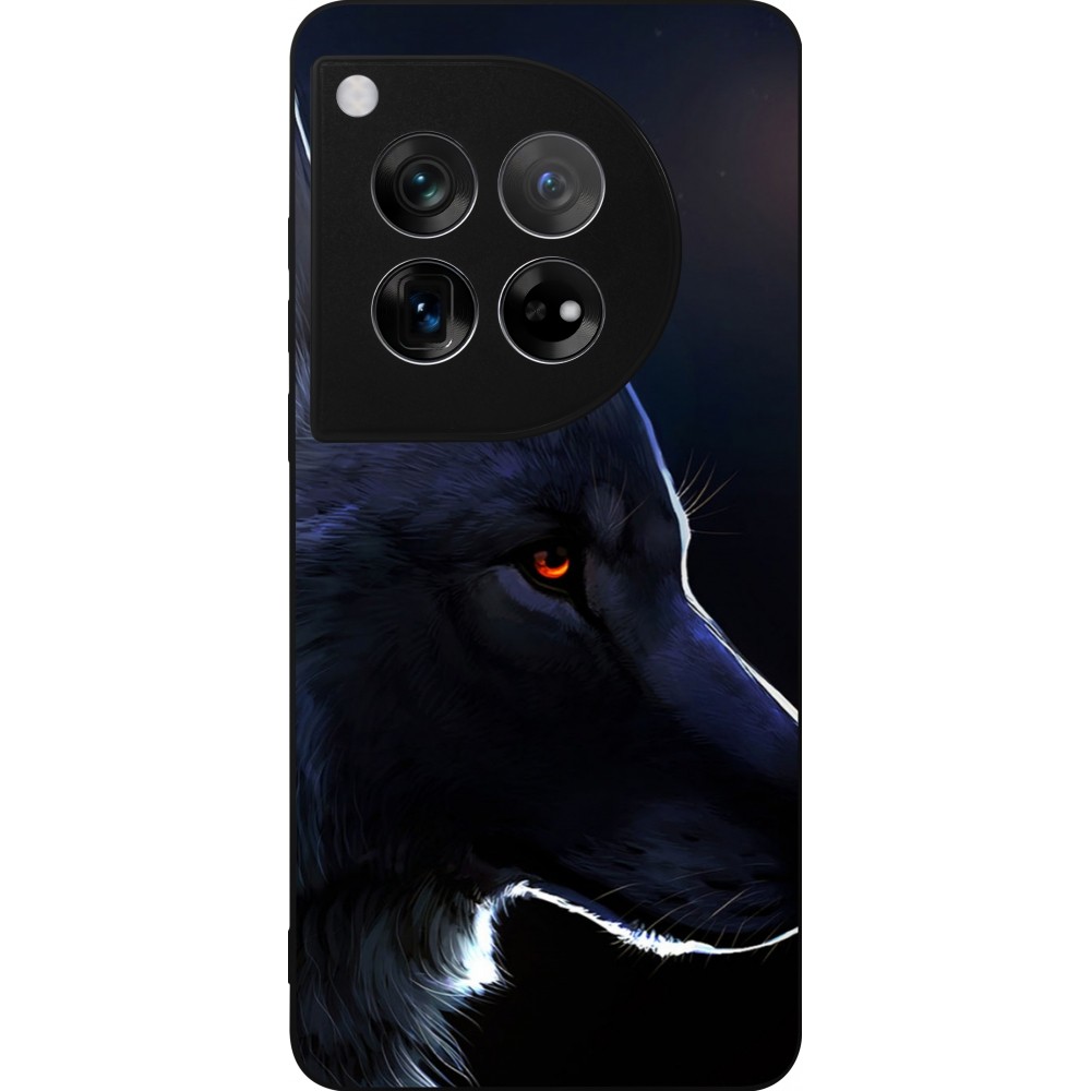 Coque OnePlus 12 - Silicone rigide noir Wolf Shape