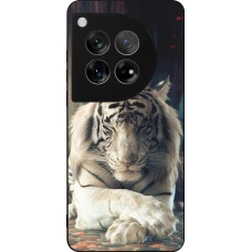 Coque OnePlus 12 - Silicone rigide noir Zen Tiger