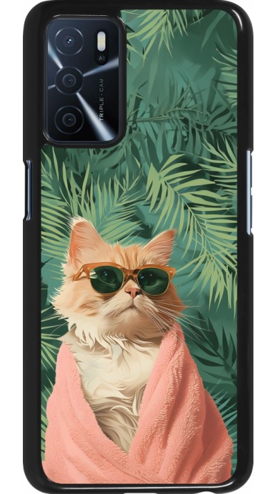 Coque OPPO A16s - Cat Summer Palms