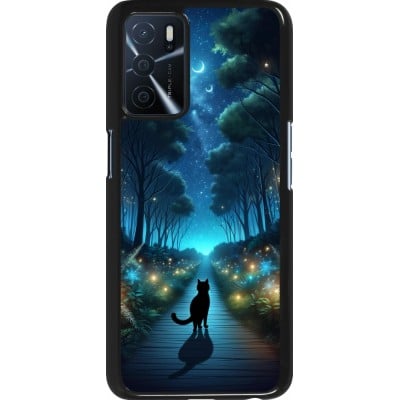 Coque OPPO A16s - Chat noir promenade