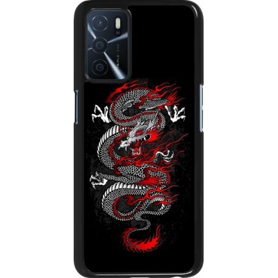 Coque OPPO A16s - Japanese style Dragon Tattoo Red Black