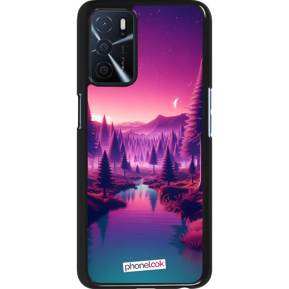 Coque OPPO A16s - Paysage Violet-Rose