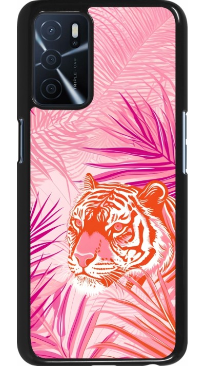 Coque OPPO A16s - Tigre palmiers roses