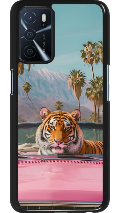 Coque OPPO A16s - Tigre voiture rose