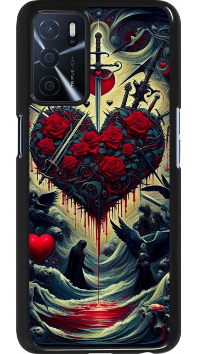 Coque OPPO A16s - Dark Love Coeur Sang