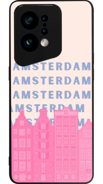 Coque OPPO Find X5 - Silicone rigide noir Amsterdam Pink Print