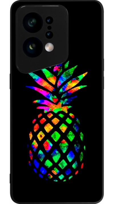 Coque OPPO Find X5 - Silicone rigide noir Ananas Multi-colors