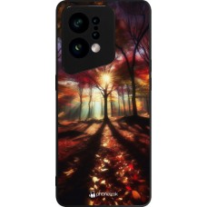 Coque OPPO Find X5 - Silicone rigide noir Automne doré glare