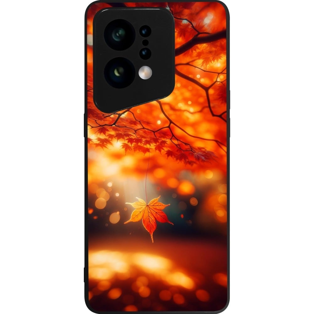 Coque OPPO Find X5 - Silicone rigide noir Automne Magique Orange