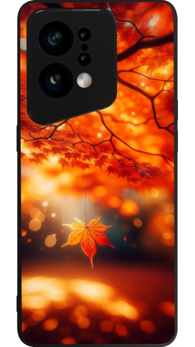 Coque OPPO Find X5 - Silicone rigide noir Automne Magique Orange