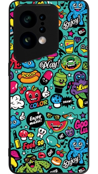 Coque OPPO Find X5 - Silicone rigide noir Cartoons old school