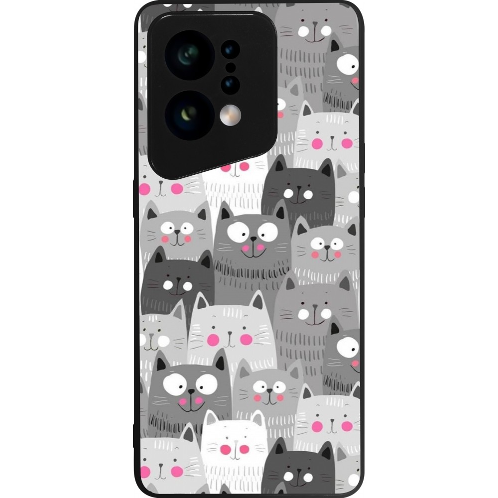 Coque OPPO Find X5 - Silicone rigide noir Chats gris troupeau