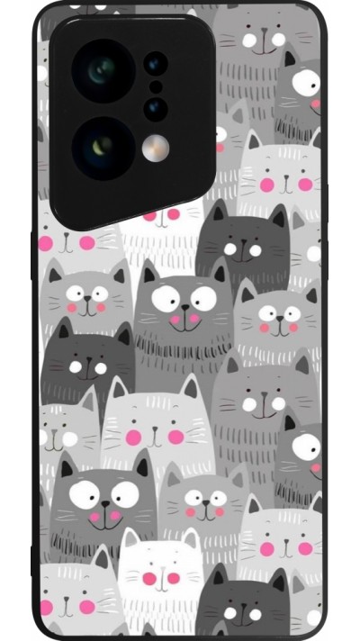 Coque OPPO Find X5 - Silicone rigide noir Chats gris troupeau