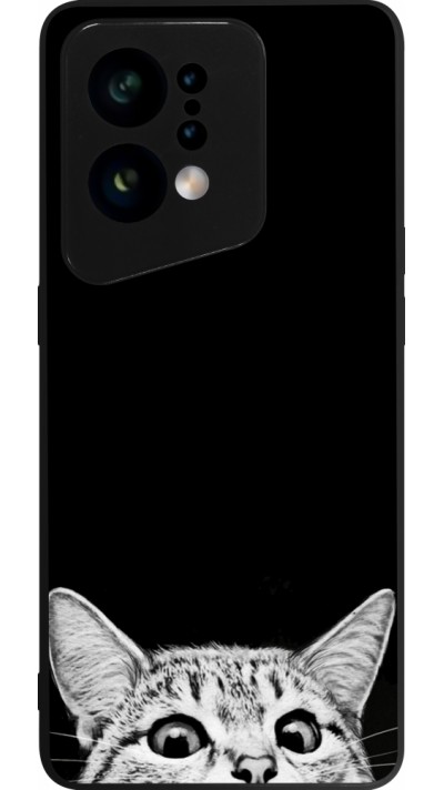 Coque OPPO Find X5 - Silicone rigide noir Cat Looking Up Black