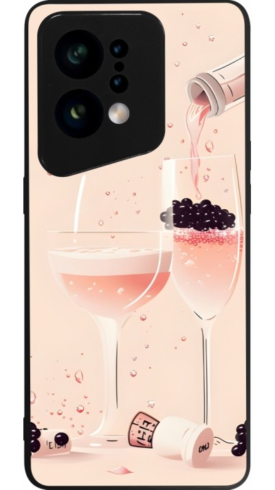 Coque OPPO Find X5 - Silicone rigide noir Champagne Pouring Pink