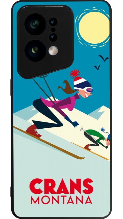 Coque OPPO Find X5 - Silicone rigide noir Crans-Montana Ski Downhill