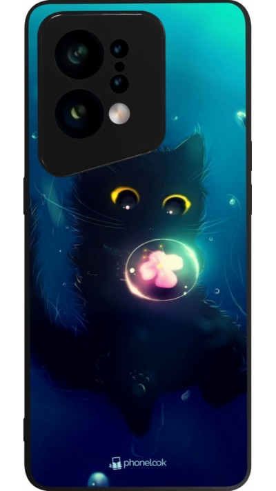 Coque OPPO Find X5 - Silicone rigide noir Cute Cat Bubble