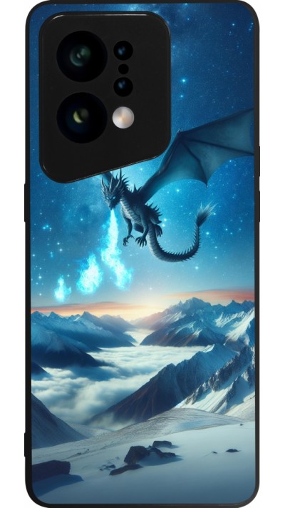 Coque OPPO Find X5 - Silicone rigide noir Dragon nocturne montagne