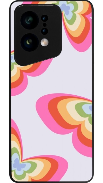 Coque OPPO Find X5 - Silicone rigide noir Easter 2024 rainbow butterflies