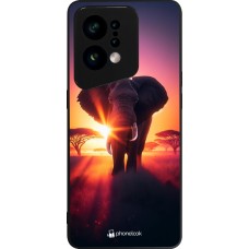 Coque OPPO Find X5 - Silicone rigide noir Elephant Sunrise Beauty