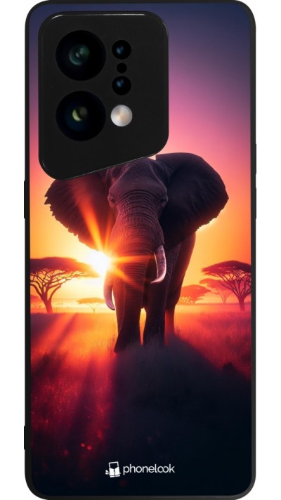 Coque OPPO Find X5 - Silicone rigide noir Elephant Sunrise Beauty