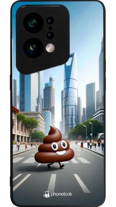 Coque OPPO Find X5 - Silicone rigide noir Emoji Caca walk