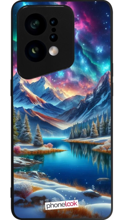 Coque OPPO Find X5 - Silicone rigide noir Fantasy Mountain Lake Sky Stars