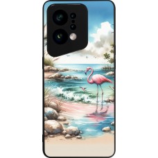 OPPO Find X5 Case Hülle - Silikon schwarz Flamingo Aquarell