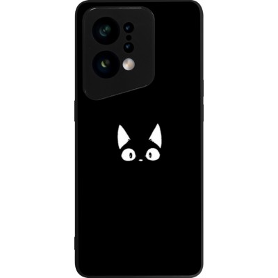 Coque OPPO Find X5 - Silicone rigide noir Funny cat on black