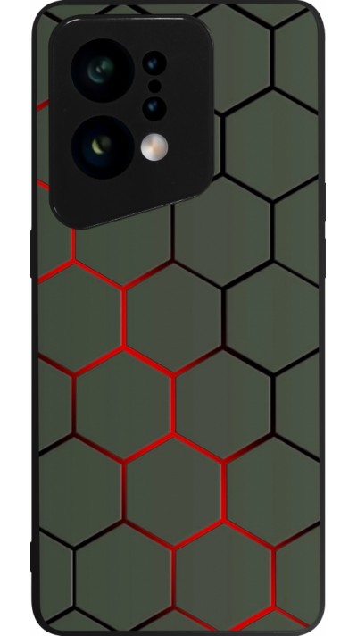 Coque OPPO Find X5 - Silicone rigide noir Geometric Line red