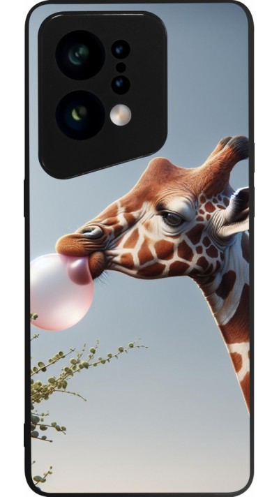 Coque OPPO Find X5 - Silicone rigide noir Girafe à bulle