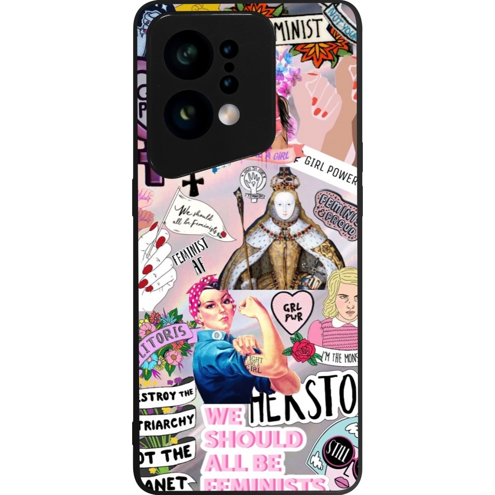 Coque OPPO Find X5 - Silicone rigide noir Girl Power Collage