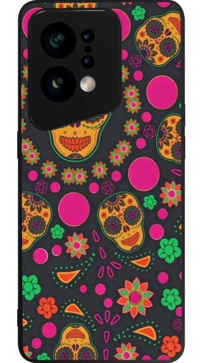 Coque OPPO Find X5 - Silicone rigide noir Halloween 22 colorful mexican skulls