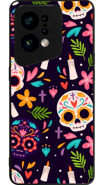 Coque OPPO Find X5 - Silicone rigide noir Halloween 2023 mexican style