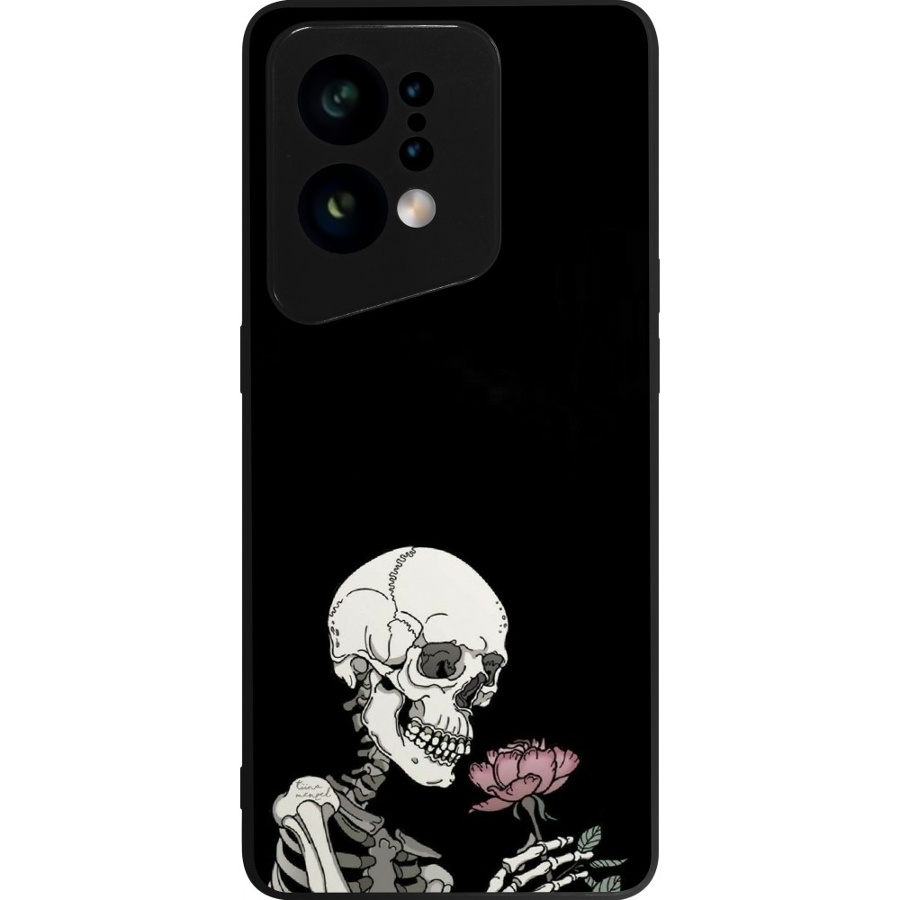 Coque OPPO Find X5 - Silicone rigide noir Halloween 2023 rose and skeleton