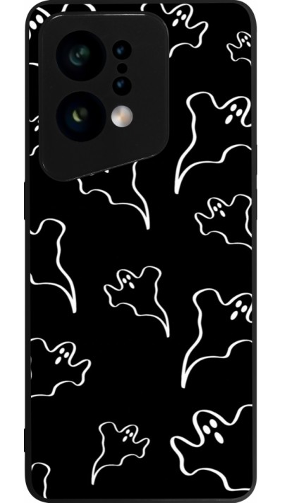 Coque OPPO Find X5 - Silicone rigide noir Halloween 2024 black and white ghosts